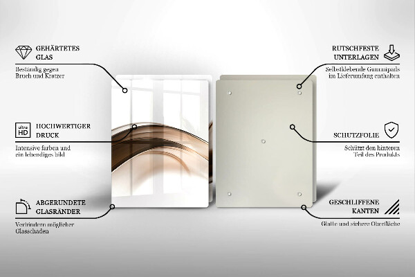 Üveg vágódeszka Absztrakt barna vonalak