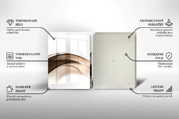 Üveg vágódeszka Absztrakt barna vonalak