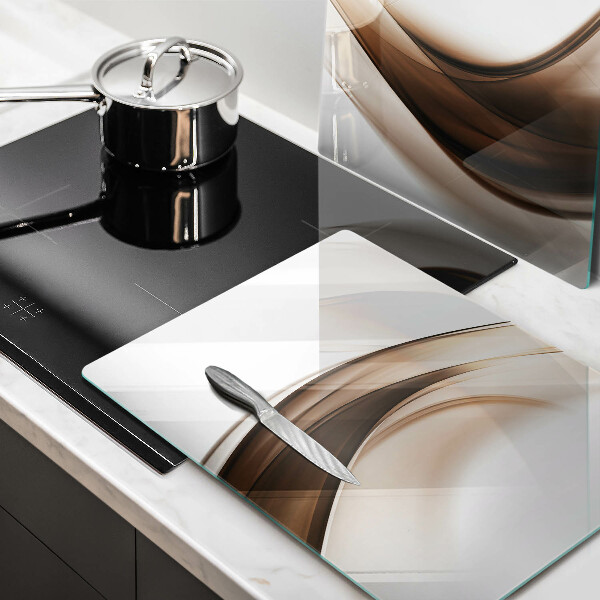 Üveg vágódeszka Absztrakt barna vonalak