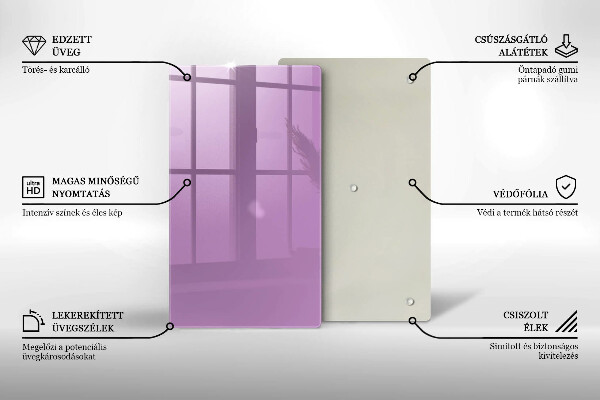 Üveg vágódeszka Lila színű