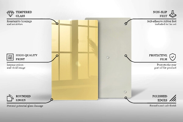 Üveg vágódeszka Sárga