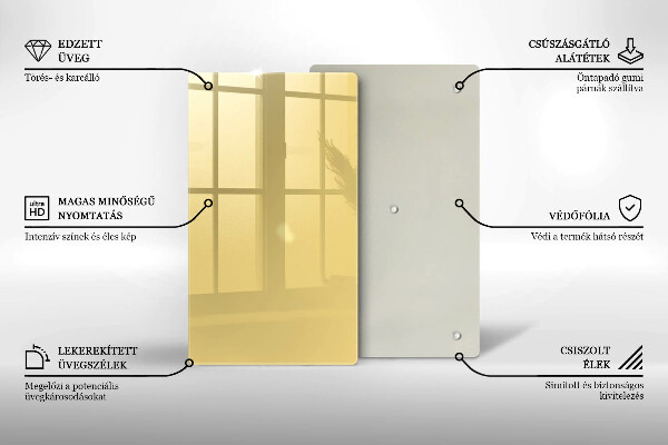 Üveg vágódeszka Sárga