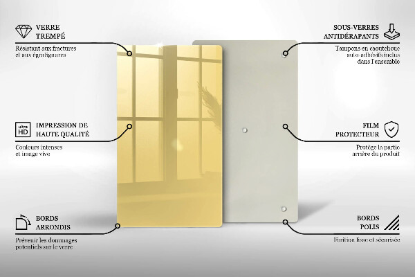 Üveg vágódeszka Sárga