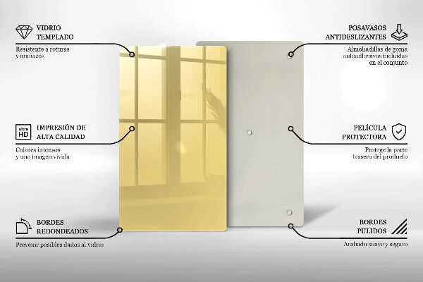 Üveg vágódeszka Sárga