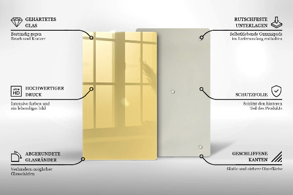 Üveg vágódeszka Sárga