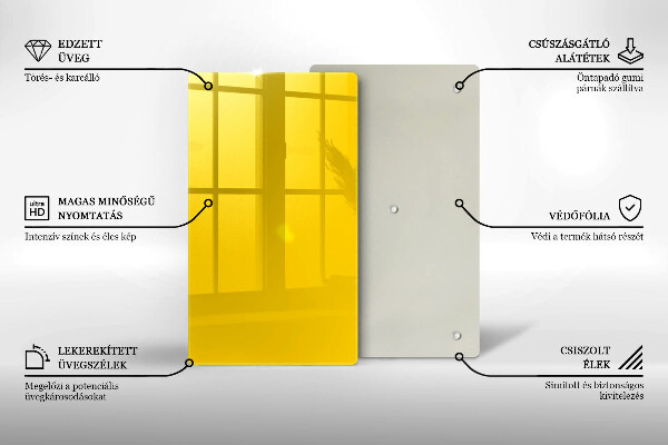 Üveg vágódeszka Sárga