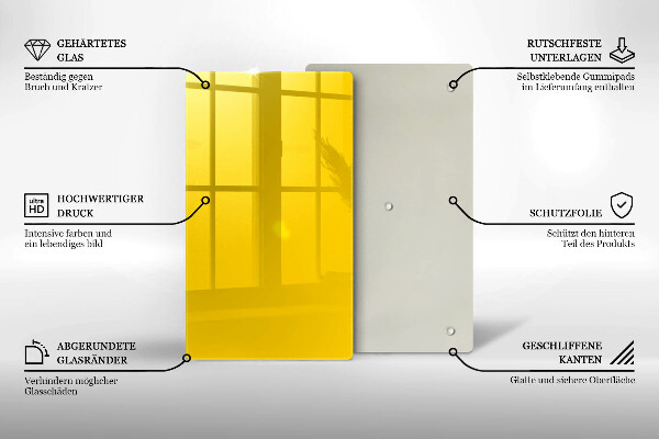 Üveg vágódeszka Sárga
