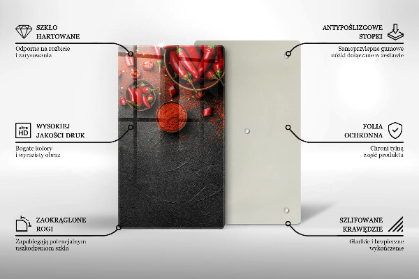 Üveg vágódeszka Piros chili paprika