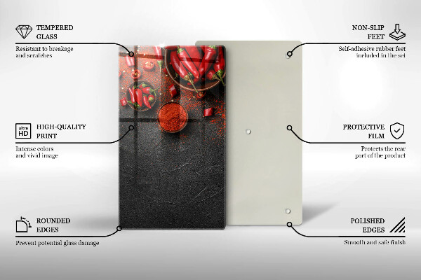 Üveg vágódeszka Piros chili paprika