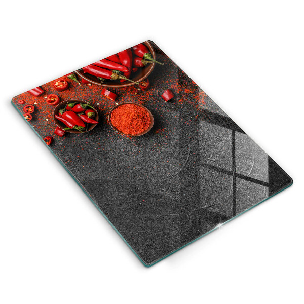 Üveg vágódeszka Piros chili paprika
