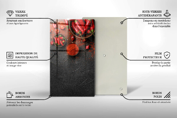 Üveg vágódeszka Piros chili paprika