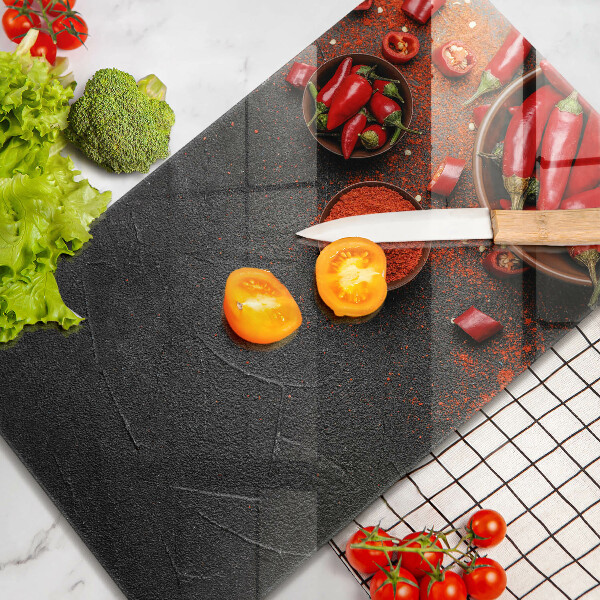 Üveg vágódeszka Piros chili paprika