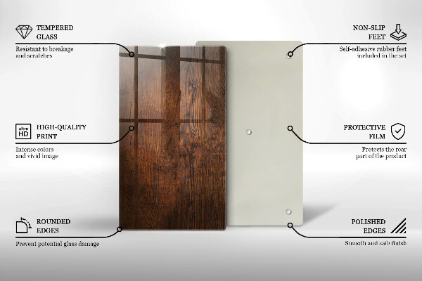 Üveg vágódeszka Sötét fa tábla