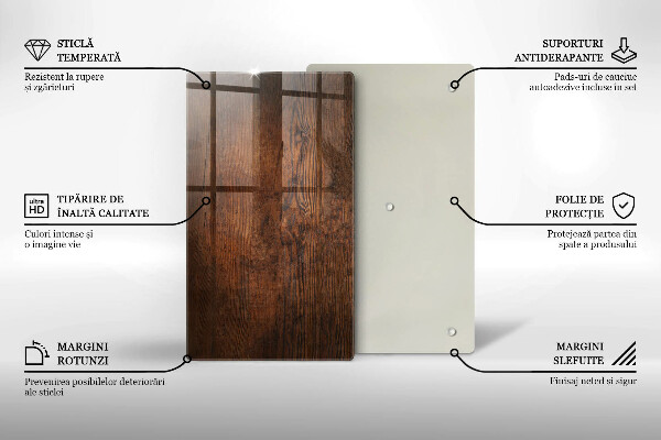 Üveg vágódeszka Sötét fa tábla