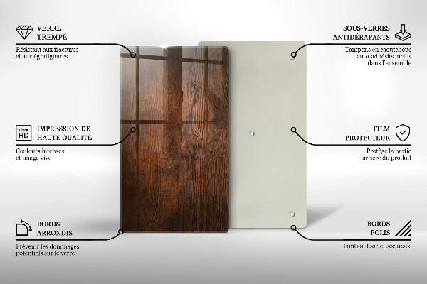 Üveg vágódeszka Sötét fa tábla