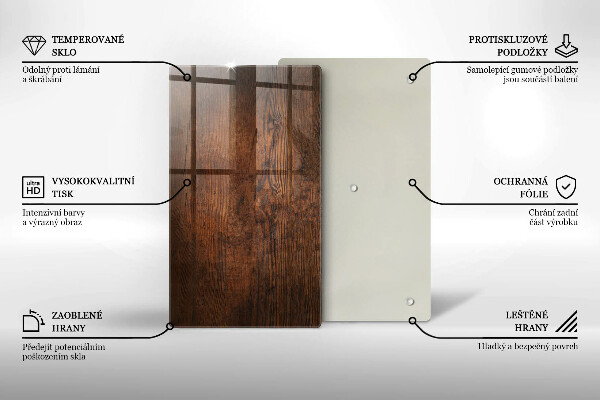 Üveg vágódeszka Sötét fa tábla