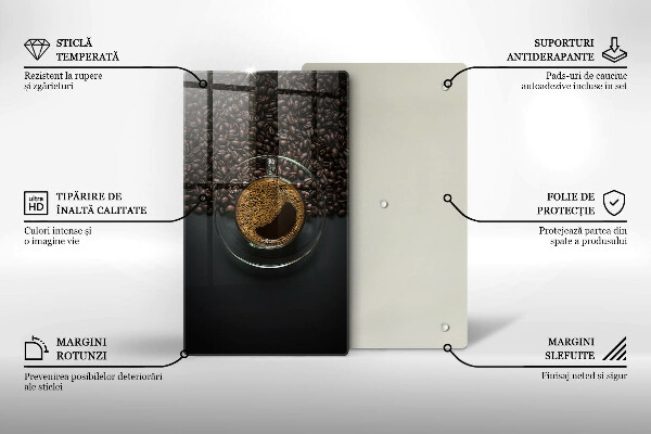 Üveg vágódeszka Kávé és bab