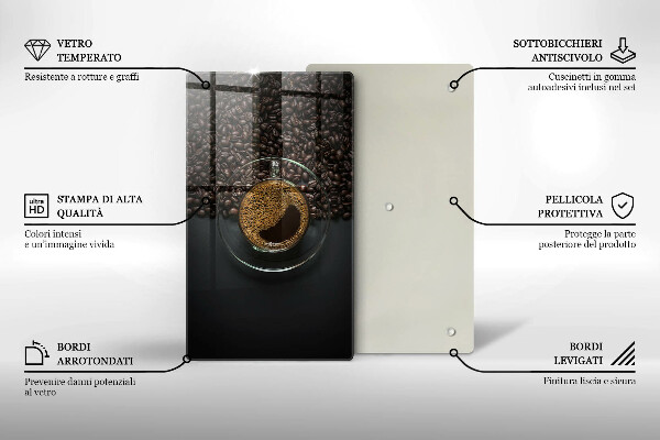 Üveg vágódeszka Kávé és bab