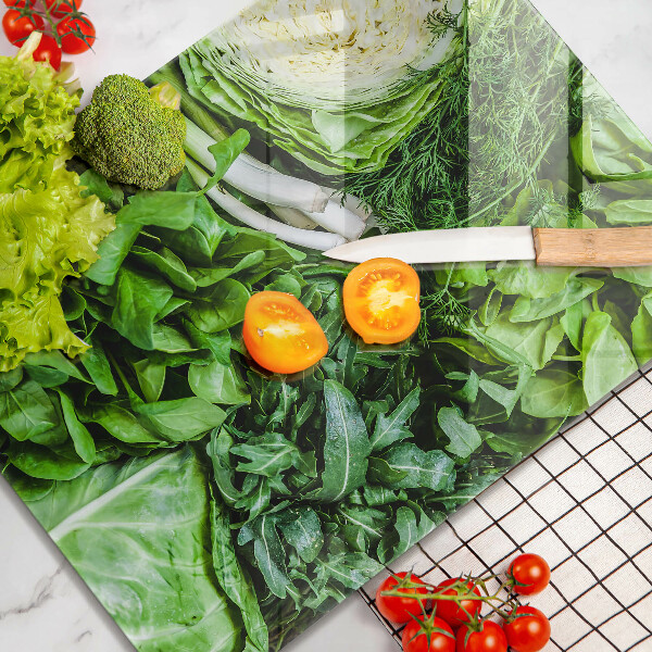 Üveg vágódeszka Zöld zöldségek