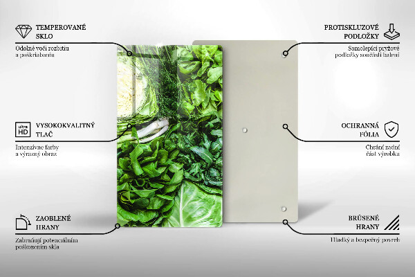 Üveg vágódeszka Zöld zöldségek