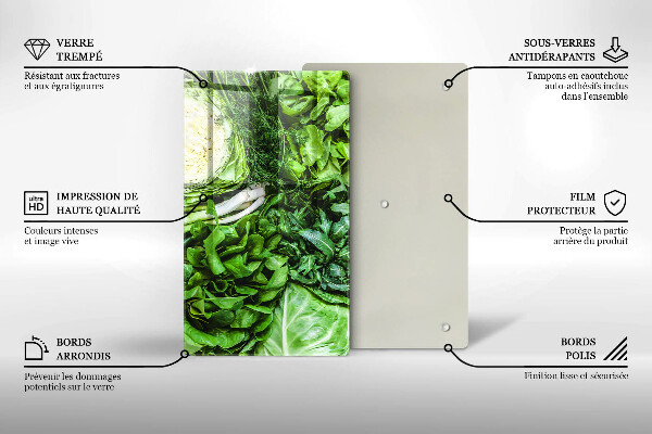 Üveg vágódeszka Zöld zöldségek