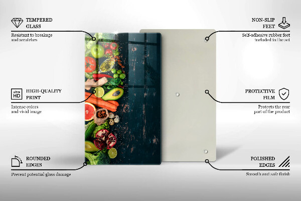 Üveg vágódeszka Gyümölcsök és zöldségek