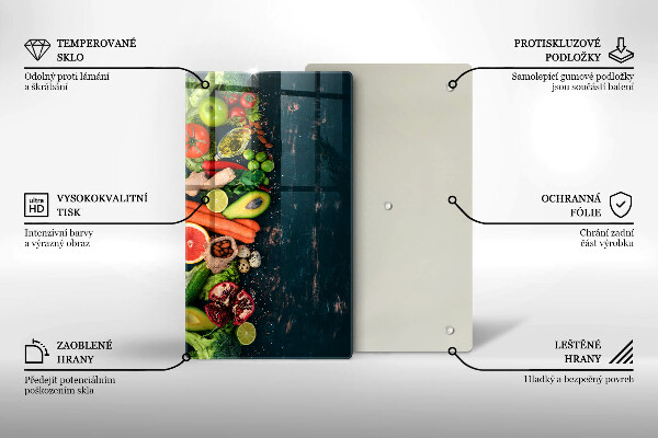 Üveg vágódeszka Gyümölcsök és zöldségek