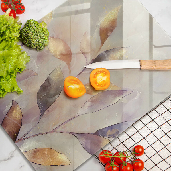 Üveg vágódeszka Festett boho levelek