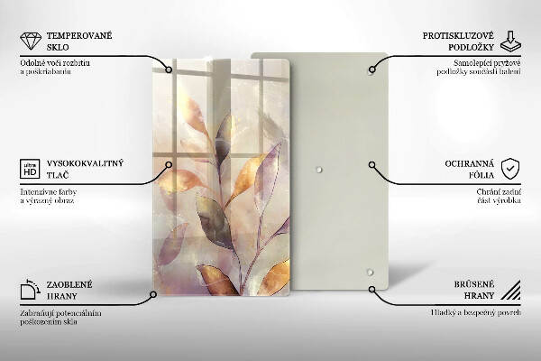 Üveg vágódeszka Festett boho levelek