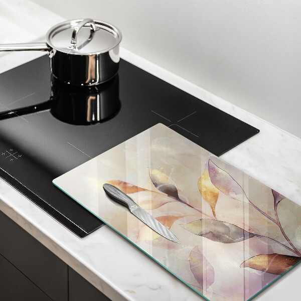 Üveg vágódeszka Festett boho levelek