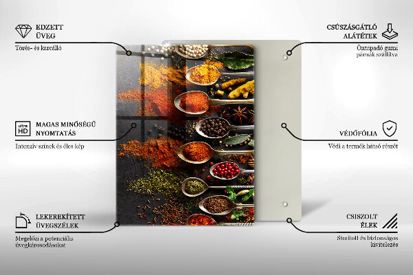 Üveg vágódeszka Festett boho levelek