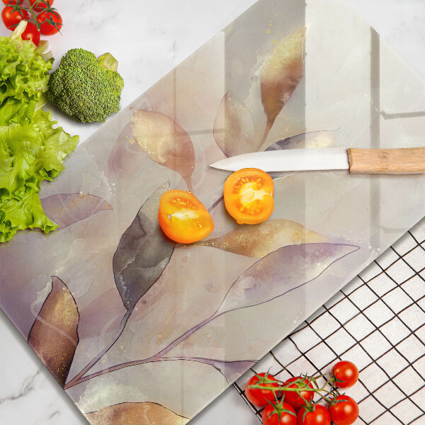 Üveg vágódeszka Festett boho levelek