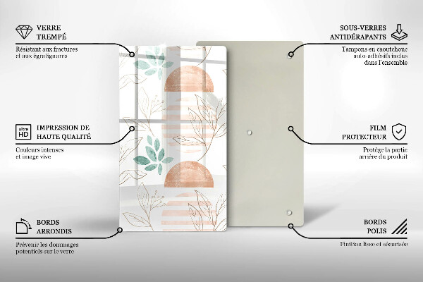 Üveg vágódeszka Boho levelek minta