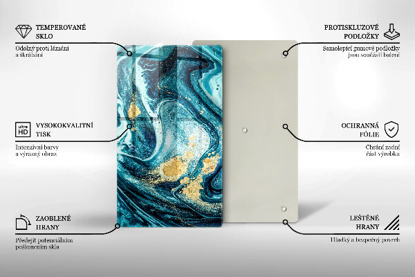 Üveg vágódeszka Kék arany absztrakció