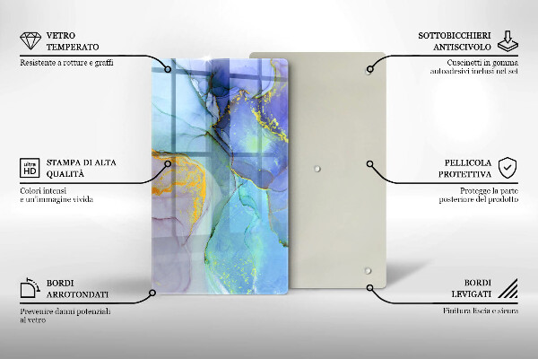 Üveg vágódeszka Repedt arany kő