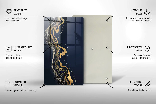 Üveg vágódeszka Absztrakt arany vonalak