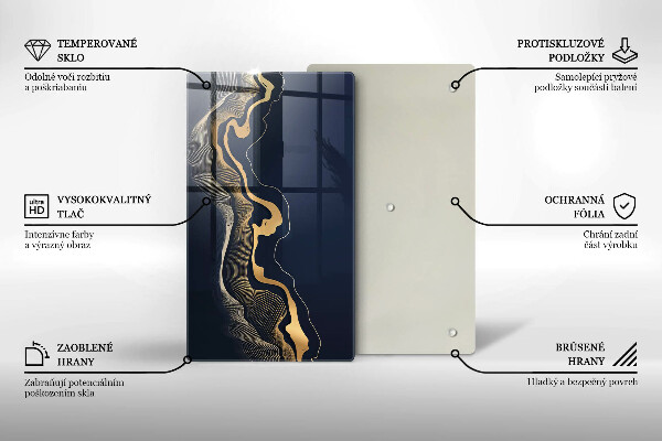 Üveg vágódeszka Absztrakt arany vonalak