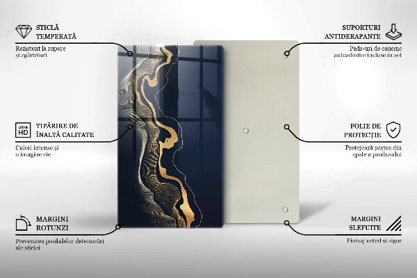 Üveg vágódeszka Absztrakt arany vonalak