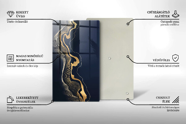 Üveg vágódeszka Absztrakt arany vonalak