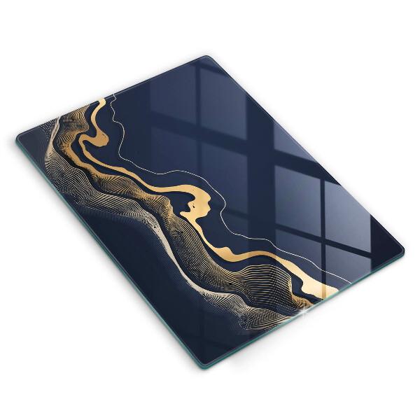 Üveg vágódeszka Absztrakt arany vonalak