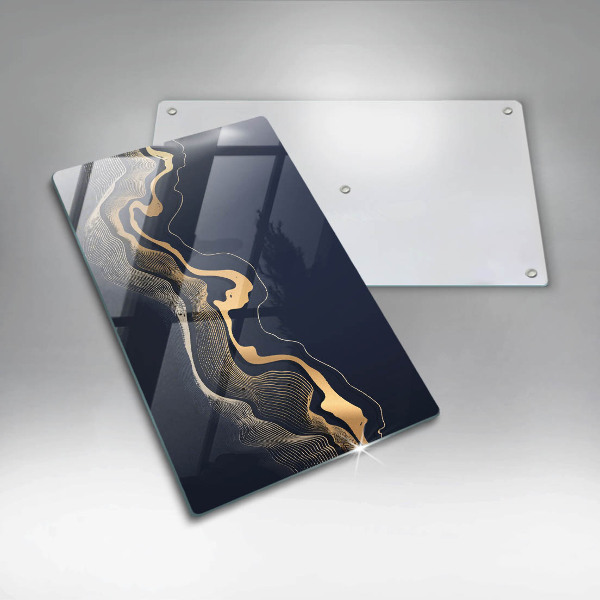 Üveg vágódeszka Absztrakt arany vonalak