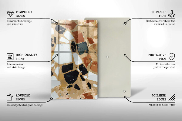 Üveg vágódeszka Dekoratív kövek lemez