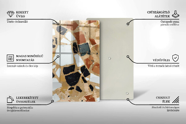 Üveg vágódeszka Dekoratív kövek lemez