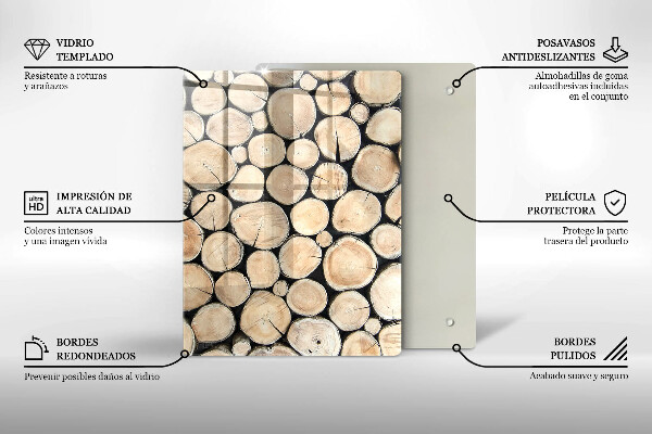 Üveg vágódeszka Fa tuskók