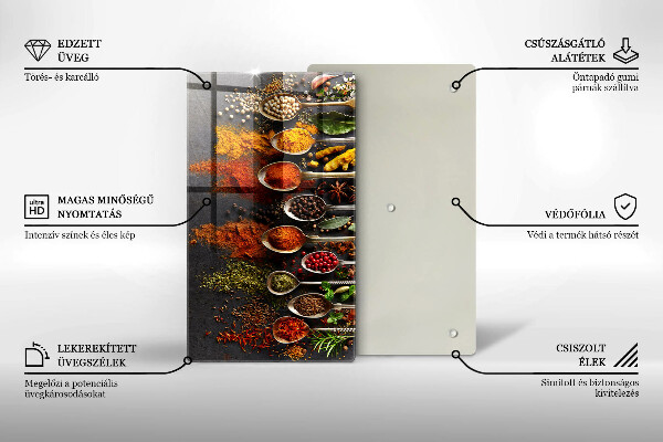 Üveg vágódeszka Fűszeres kanalak
