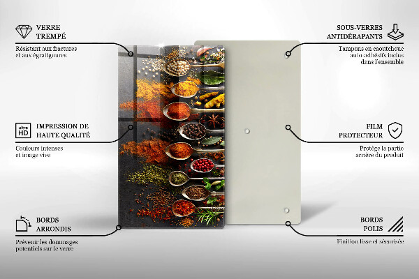 Üveg vágódeszka Fűszeres kanalak
