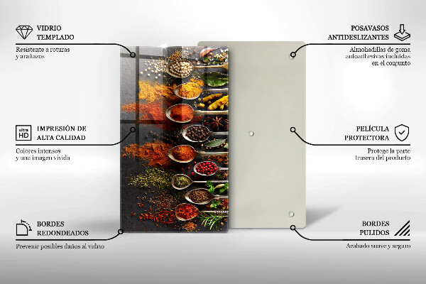 Üveg vágódeszka Fűszeres kanalak