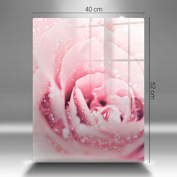 Üveg vágódeszka Harmatcseppek és rózsavirág
