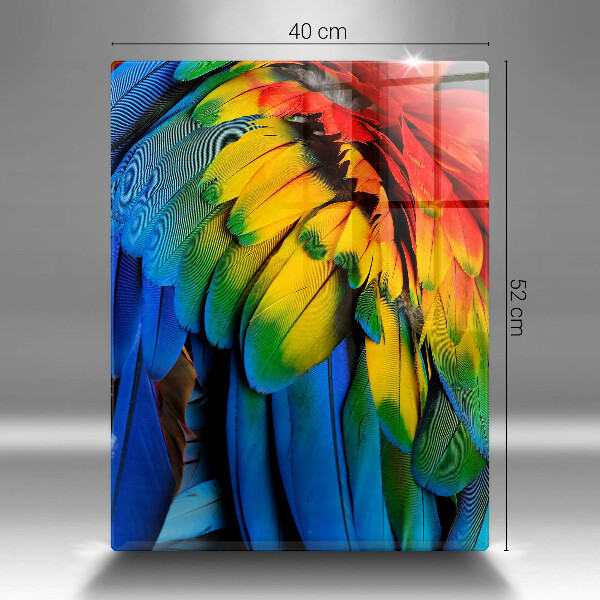 Üveg vágódeszka Színes papagáj toll