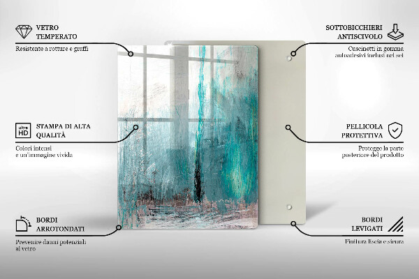 Üveg vágódeszka Színes papagáj toll